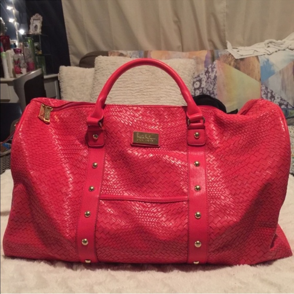 Nicole Miller Hot Coral Weekender Bag